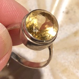 Citrine Solitaire Sterling Silver Ring, Size 6